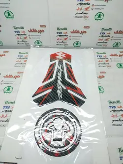 پد (برچسب) ارم کامل ژله ای روی باک و درب باک موتور پالس مشکی قرمز