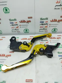 دسته (کتی) کلاچ و ترمز تاشو رنتال cnc حرفه ای اسپرت موتور بنلی 250 قدیم و 300 دوسیلندر قدیم و جدید نیوفیس و ریس زرد طلایی