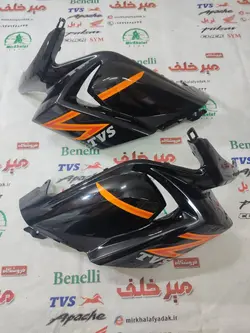 قاب (کاور فلاپ) بادگیر موتور tvs راکس جدید انژکتوری مشکی نارنجی اصلی (سمت راست)