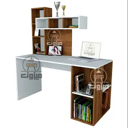 میز تحریر مدرن کتابخانه ای مدل همایون دو میزون چوب