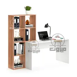 میز تحریر ساده کتابخانه دار مدل پارسا یک میزون چوب