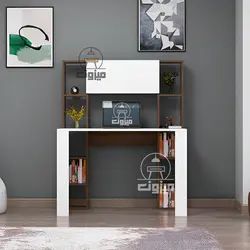 میز تحریر کتابخانه درب دار مدل سوگند سه میزون چوب