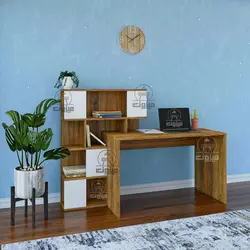 میز تحریر کتابخانه درب دار مدرن مدل نفس یک میزون چوب
