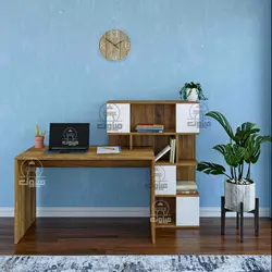 میز تحریر کتابخانه ای دارای درب مدل نفس دو میزون چوب