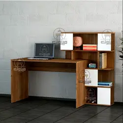 میز تحریر کتابخانه ای دارای درب مدل نفس دو میزون چوب