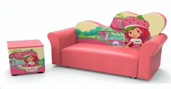 کاناپه دو نفره کودک و نوجوان مدل گیتاری بهمراه پاف طرح دختر توت فرنگی