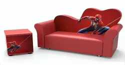 کاناپه دو نفره کودک و نوجوان مدل گیتاری بهمراه پاف طرح مرد عنکبوتی