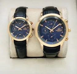 ساعت ست الگانس رویال فول تایم طلایی صفحه آبی کد EF-229