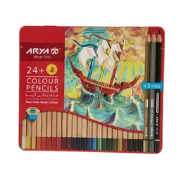 مداد رنگی ۳+24 رنگ فلزی آریا مدل 3022