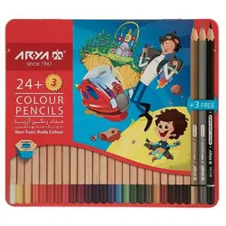 مداد رنگی ۳+24 رنگ فلزی آریا مدل 3022