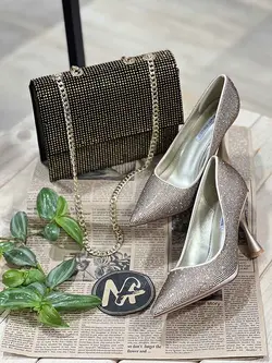 کفش مجلسی وارداتی برند یونای فول نگین طلایی