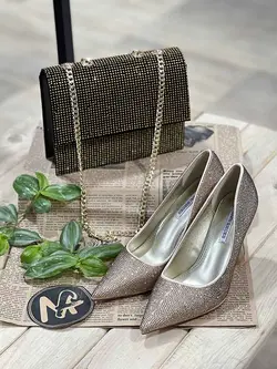 کفش مجلسی وارداتی برند یونای فول نگین طلایی