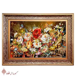 تابلو فرش سبد گل ریخته سلطنتی