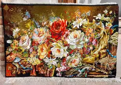 تابلو فرش سبد گل ریخته سلطنتی