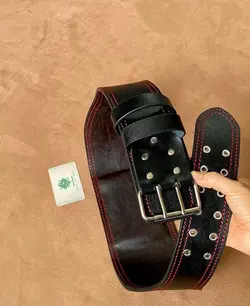 کمربند بدنسازی حرفه ای چرم طبیعی دستدوز کد‌محصول:B4