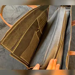 کیف مهندسی تکه دوزی چرم طبیعی دستدوز کد‌محصول:En1