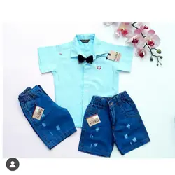 شلوارک لی – پیراهن آبی