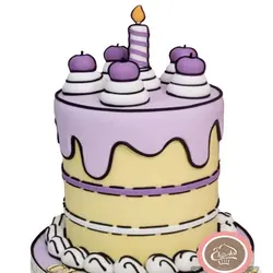 کیک کارتونی دخترانه زیبا بنفش