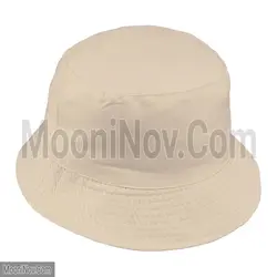 کلاه باکت کتان نخی تابستانی بزرگسال دو رو رنگی داخل مشکی