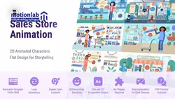 پروژه آماده افترافکت تخفیف فروشگاهی موشنی sale store flat character