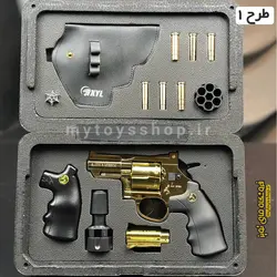 تفنگ هفت تیر نیمه فلزی پوکه پران تیر فومی