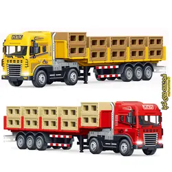 ماکت فلزی تریلی کمرشکن همراه با پالت مقیاس 1:24