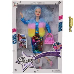 عروسک باربی با دامن پولکی و شال گردن مدل ZP-22