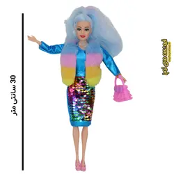 عروسک باربی با دامن پولکی و شال گردن مدل ZP-22