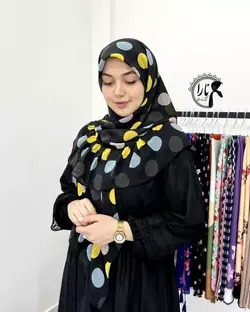 روسری حریر ژورژت توپ توپی مشکی