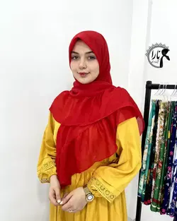 روسری حریر کریشه شاین چیندار قرمز