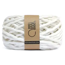 نخ مکرومه سفید صدفی نرم‌تاب ۴میل