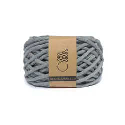 نخ مکرومه ‌خاکستری مات نرمتاب ۴میل