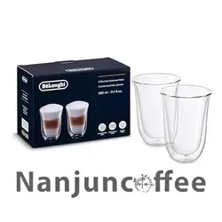 لیوان دوجداره لاته ماکیاتو delonghi دلونگی 330 میل مدل DLSC312 ست دو عددی