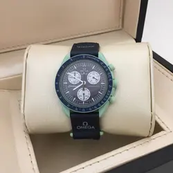 ساعت مچی مردانه و زنانه امگا سواچ مدل Mission on Earth سه موتوره فعال