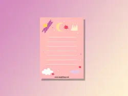 برگه های یادداشت مدل آسمان صورتی 03 | Pink sky Note Paper 03
