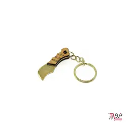 جاکلیدی چاقو تیزی دسته چوبی طلایی کوچک