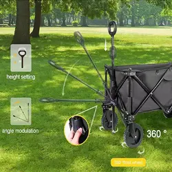 چرخ دستی واگن تاشو ۱۰۰ لیتری گرین لاین مدل GNWGN220BK