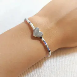 نیم ست منجوق و قلب نقره