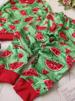 بلوز و شلوار هندونه ای مخملی