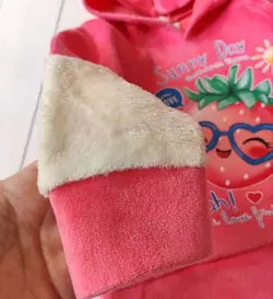 هودی و شلوار مخملی توکرکی طرح توت فرنگی