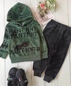 هودی و شلوار توکرکی مخملی طرح حروف انگلیسی