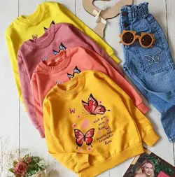 بلوز تک دخترانه طرح پروانه