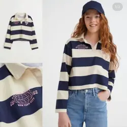 بلوز یقه دار کراپ کوتاه 8 تا 14 سال