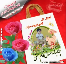 ساک زیبا کتان باطرح نوروزی کورش جان اولین نوروزت مبارک وحیوان سال (خوک)