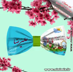 تلسرنوروزی (پاپیون دورگردنی پسرانه،گیره مو و کلیپس)  باطرح ساقیا آمدن عیدمبارک بادت…