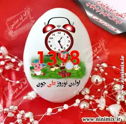 تخم مرغ سرامیکی با طرح حیوان سال (خوک) اولین نوروزعلی جون(پسرانه)