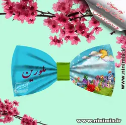 تلسرنوروزی (پاپیون دورگردنی پسرانه،گیره مو و کلیپس) طراحی شده با تم پونی کوچولوهمراه بااسم