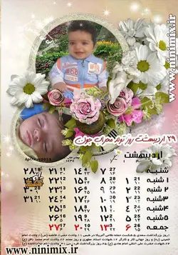 تقویم سیزده برگ دیواری (ماهانه) با تم سوسن