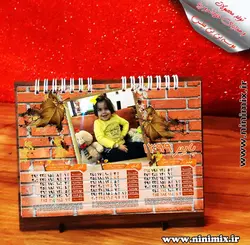 تقویم رومیزی پنح برگ (7 برگ و 13 برگ) با تم آجری بهاری، طراحی شده با عکسهای شخصی