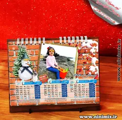 تقویم رومیزی پنح برگ (7 برگ و 13 برگ) با تم آجری بهاری، طراحی شده با عکسهای شخصی